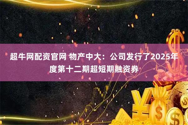 超牛网配资官网 物产中大：公司发行了2025年度第十二期超短期融资券