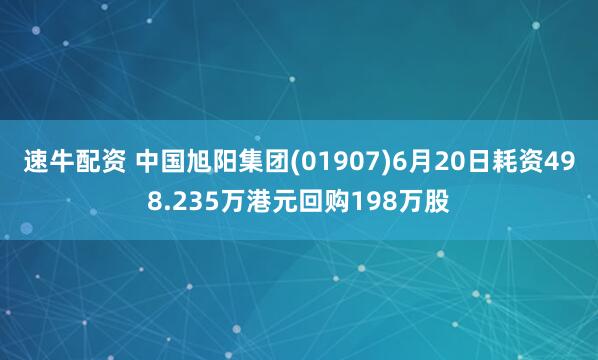 速牛配资 中国旭阳集团(01907)6月20日耗资498.235万港元回购198万股